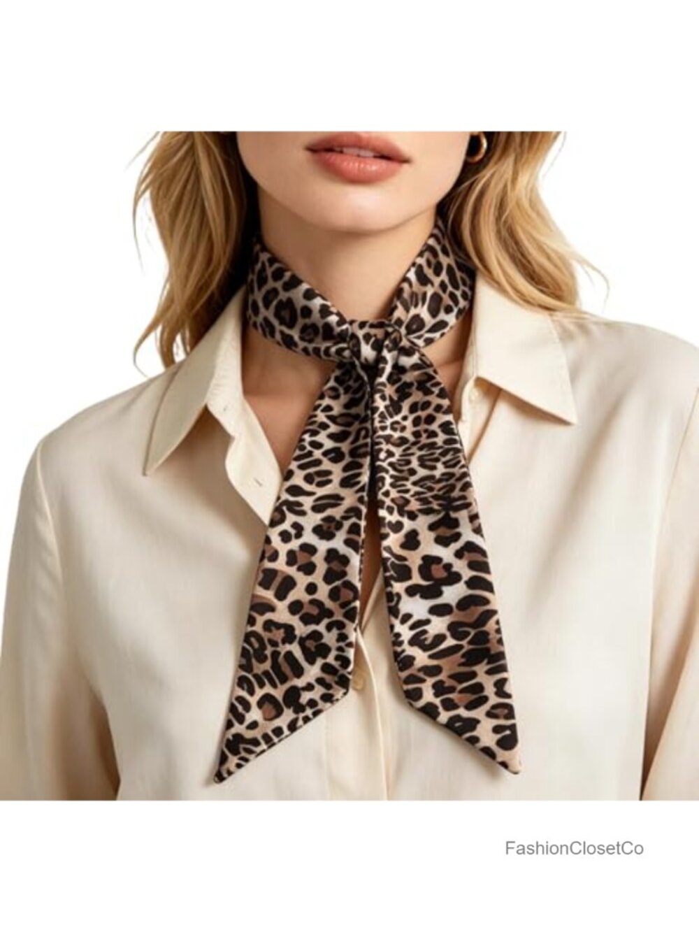 Leopard Print Skinny Scarf Long Neck Scarf Hair Waistband Accessory